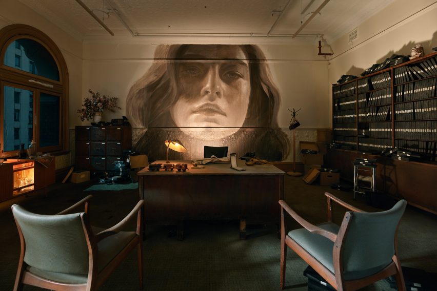 Industrial interior at the Time exhibition by Rone