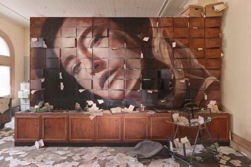 Industrial interior at the Time exhibition by Rone