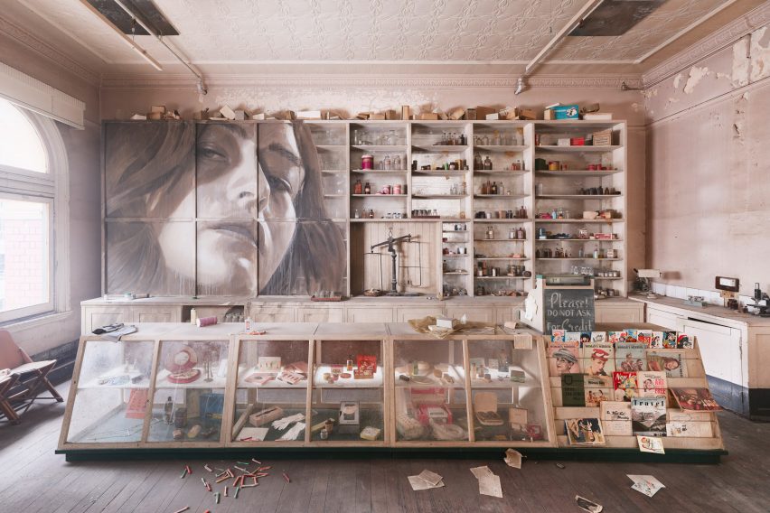 Industrial interior at the Time exhibition by Rone