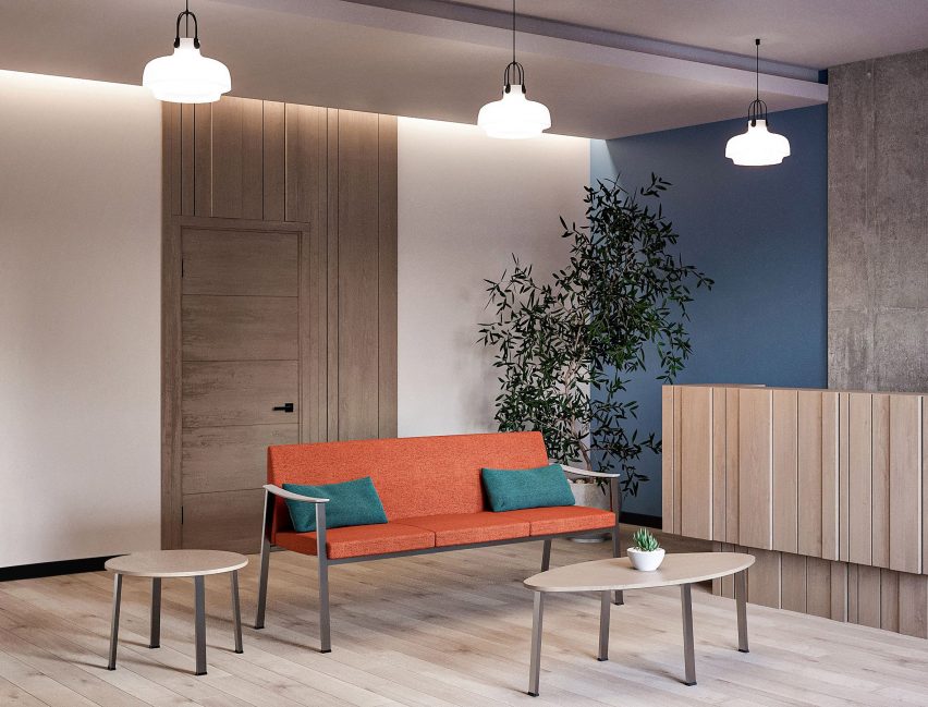 Orange Rühe sofa seat by Allseating
