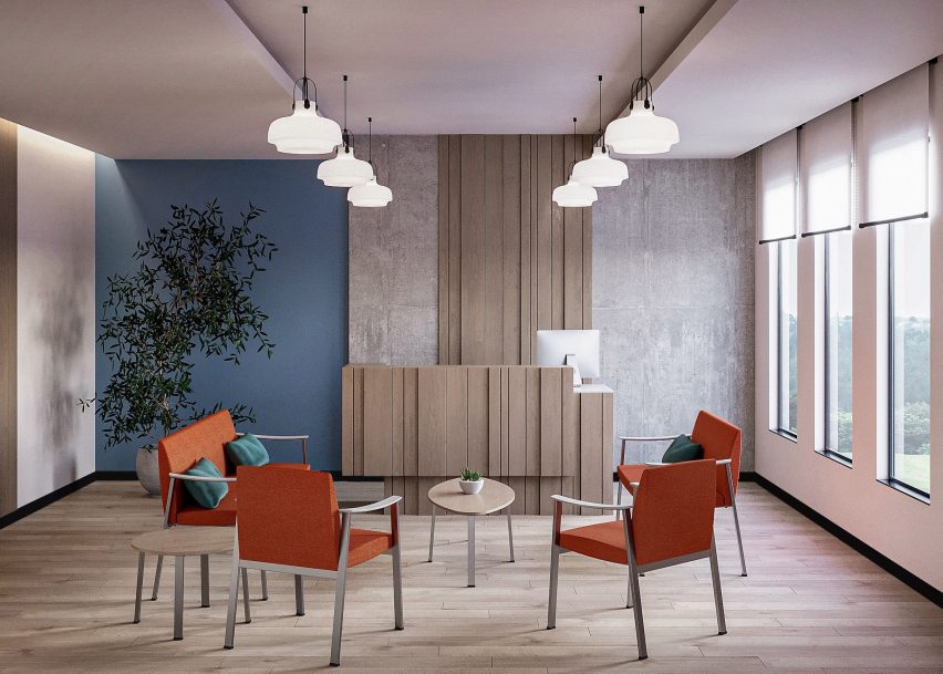 Orange Rühe seating by Allseating