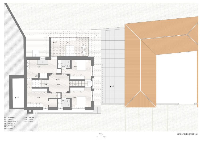 Lower level floor plan, São Cosme House by Carlos Castanheira