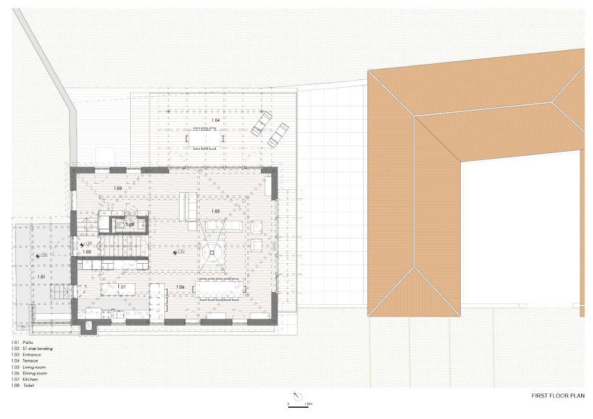 Upper level floor plan, São Cosme House by Carlos Castanheira