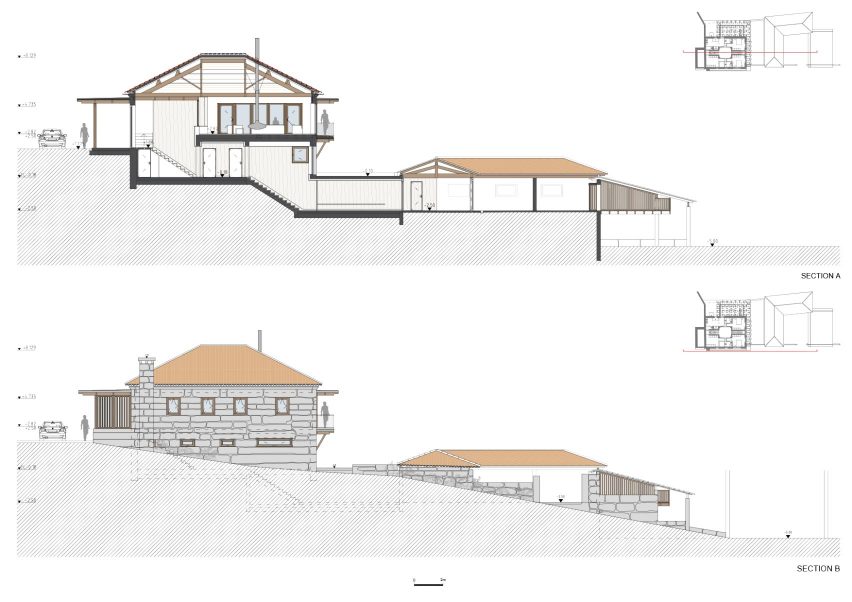 Section A and B, São Cosme House by Carlos Castanheira