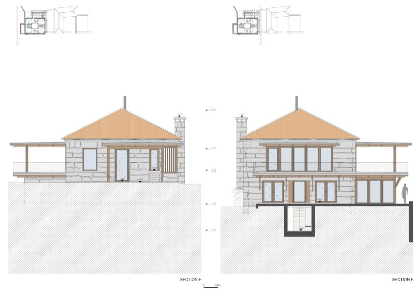 Section E and F, São Cosme House by Carlos Castanheira