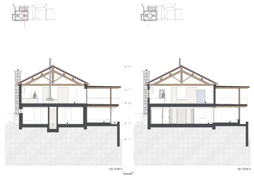 Section G and H, São Cosme House by Carlos Castanheira