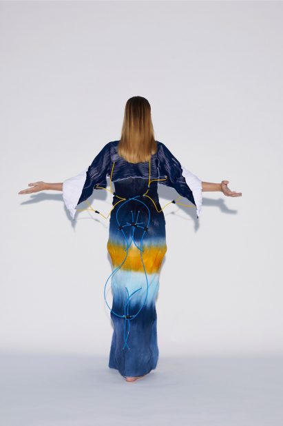 Model wearing Soft Assembly dress by Pola Demianiuk