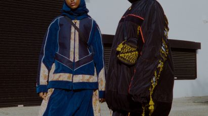 Two models wearing Kazna Asker's fashion collection