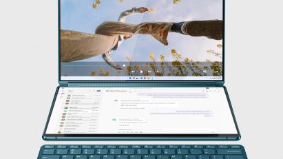 Dual-screen laptop and keyboard by Lenovo