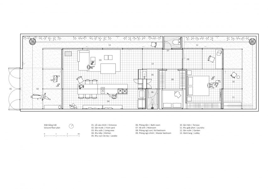 Ground floor plan of a steel structure home by MIA Design Studio
