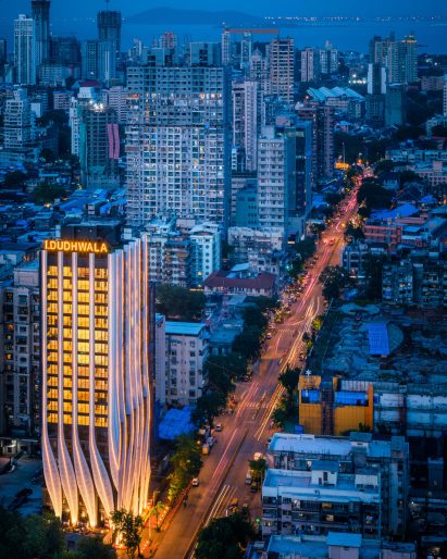 Aerial image of the office and residential building