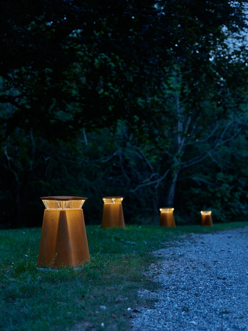 Bollards lining a pathway in a park