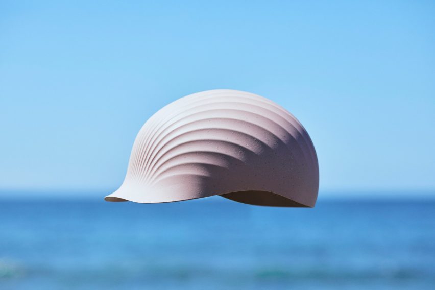 Shellmet helmet made from scallop shell waste