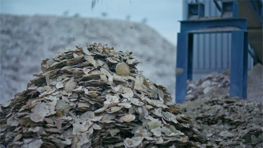 Shellmet helmet created from waste scallop shells