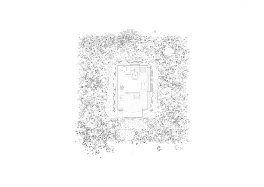 Ground floor of Thérèse cabin in France by Bureau