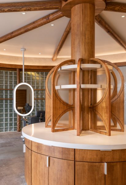 Circular wooden storage unit