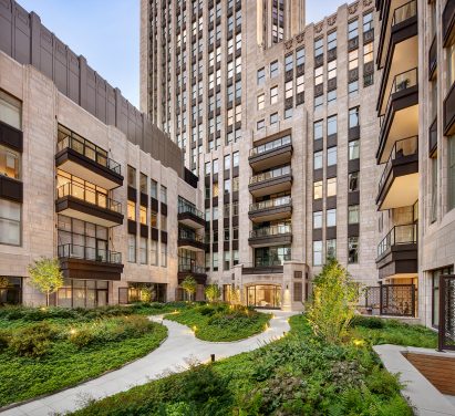 Courtyard space in Tribute Tower complex