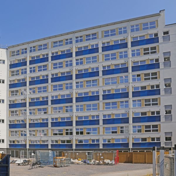 Recladded exterior of Wilmcote House in Portsmouth 