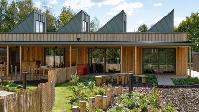 Exterior of Woodlands Day Nursery and Forest School by Feilden Clegg Bradley Studios