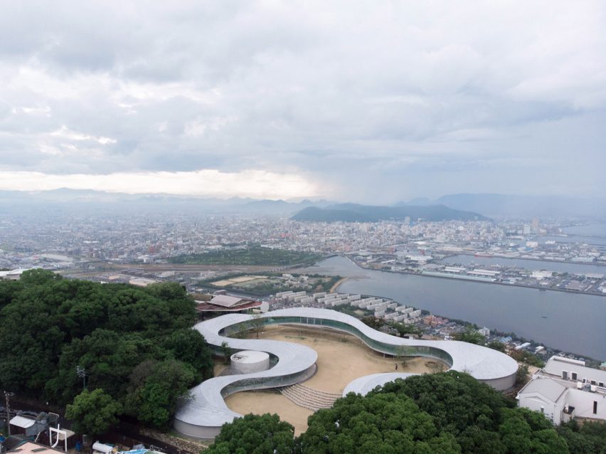 Yashima Mountaintop Park winding walkway in Japan by SUO