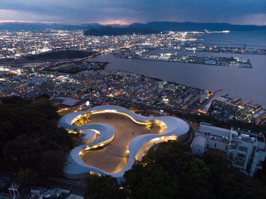 Yashima Mountaintop Park winding walkway in Japan by SUO