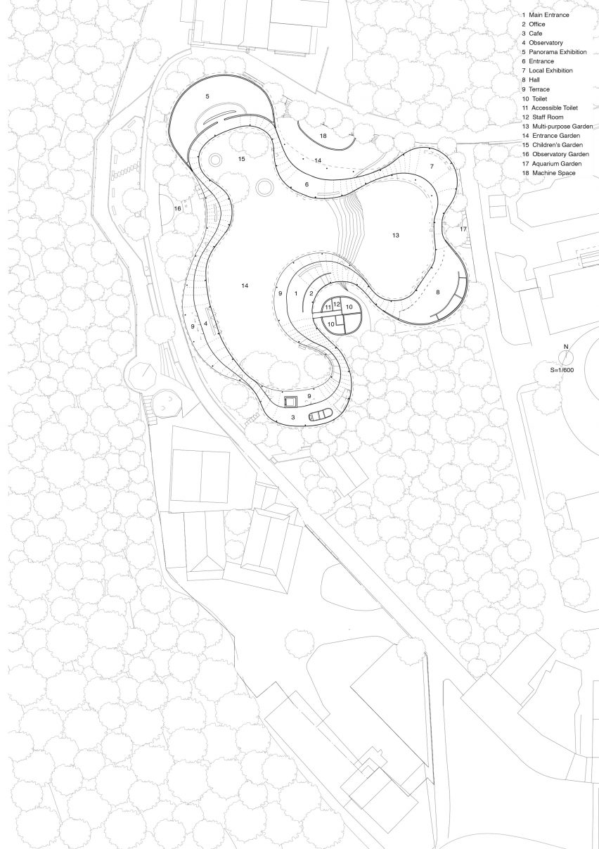 Floor plan of Yashima Mountaintop Park by SUO