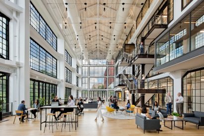 Large windows within laboratory building by ZGF