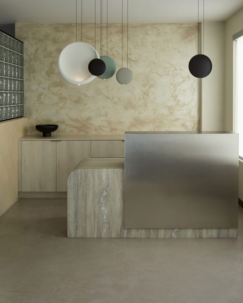 Entry with stainless steel and Formica counter