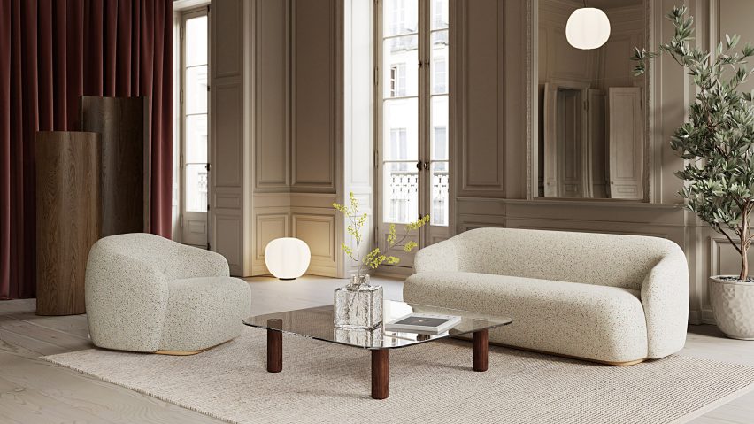 Fogia lounge chair and sofa in cream
