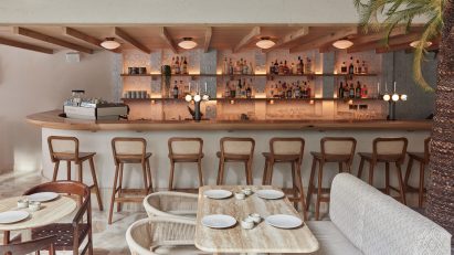 Bar area of Milk Beach Soho restaurant by A-nrd