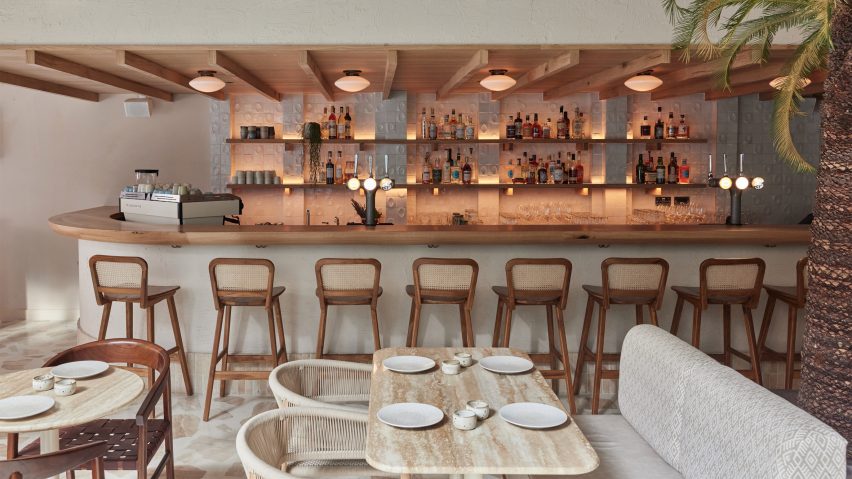 Bar area of Milk Beach Soho restaurant by A-nrd