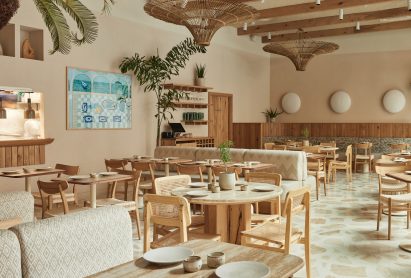 Overview of seating area in Milk Beach Soho restaurant
