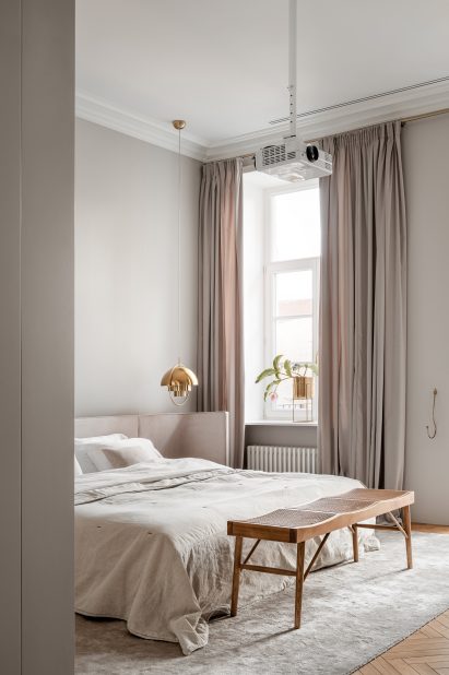 Bedroom interior of Ukraine apartment designed by Anastasiia Novikova