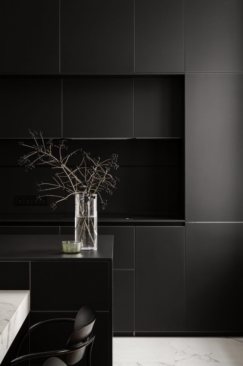 Kitchen interior of Ukraine apartment designed by Anastasiia Novikova