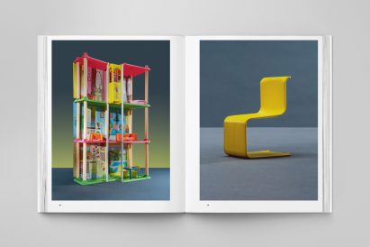 Barbie's 1974 Dreamhouse and a yellow plastic chair