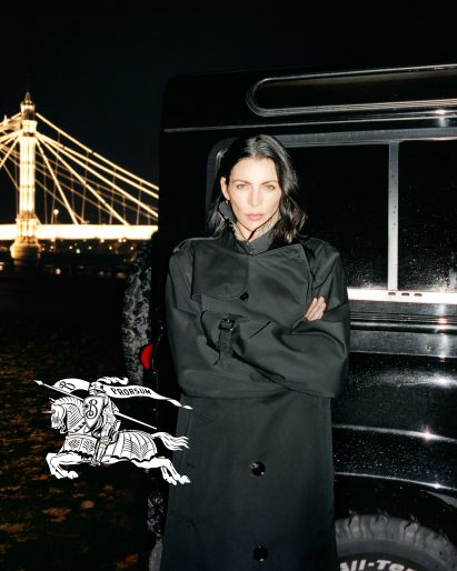 Photo of a model with the Burberry emblem