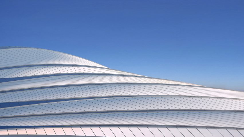 Exterior render of Terminal 3 at China's Changchun Longjia International Airport by MAD