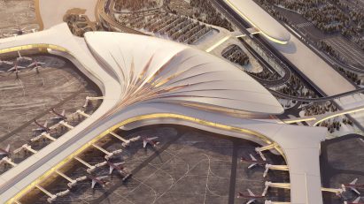 Aerial visual of Terminal 3 at China's Changchun Longjia International Airport by MAD