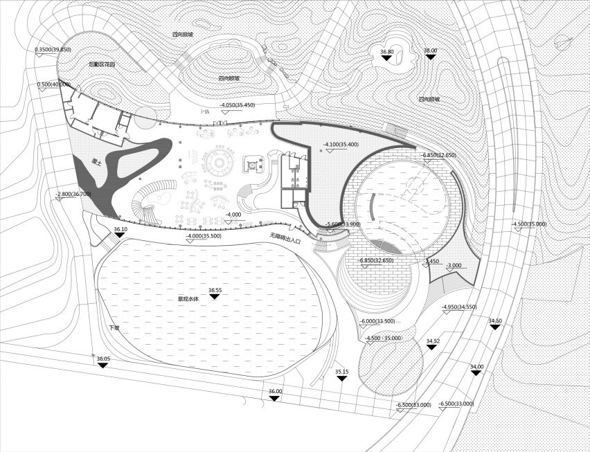 Lower floor plan of Chaohu Natural and Cultural Centre by Change Architects