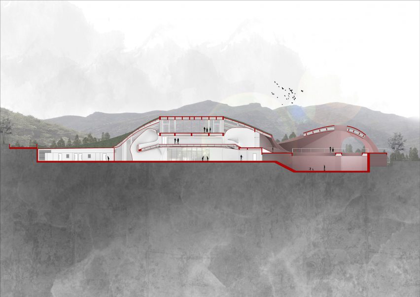Section of Chaohu Natural and Cultural Centre by Change Architects