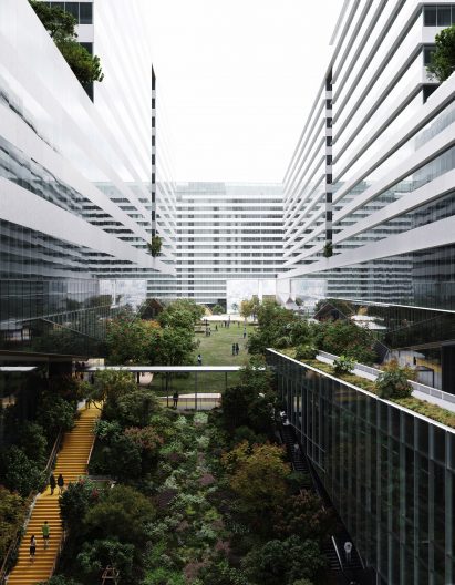 Green courtyard at Cloud 11 in Bangkok
