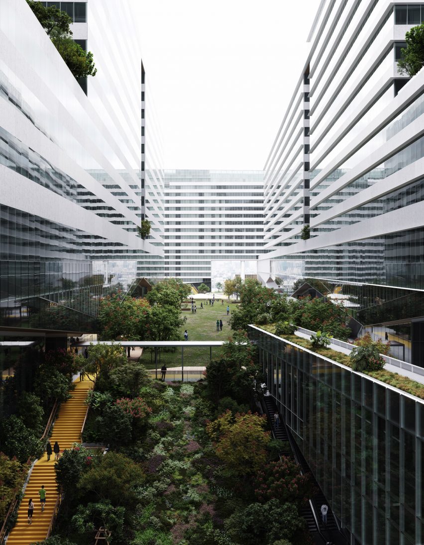 Green courtyard at Cloud 11 in Bangkok