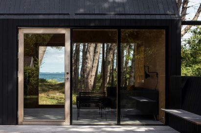 View through coastal dwelling onto sea