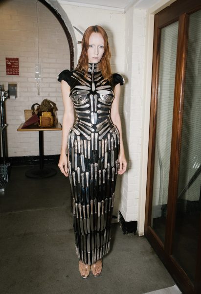 Knife dress at London Fashion Week by Dilara Findikoglu