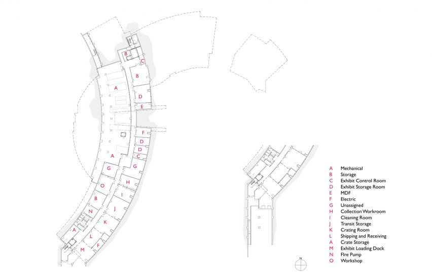 Basement floor plan of the First American Museum by Johnson Fain