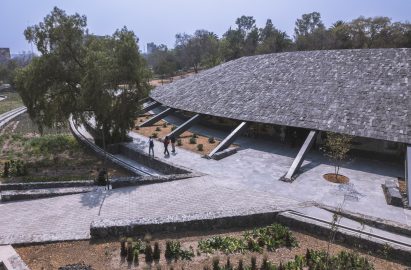 Roof of Volanic stone pavilion in Chapultepec park