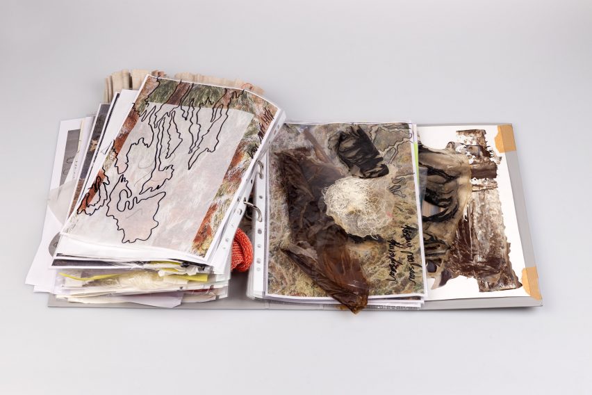 Photo of full research book laying on floor
