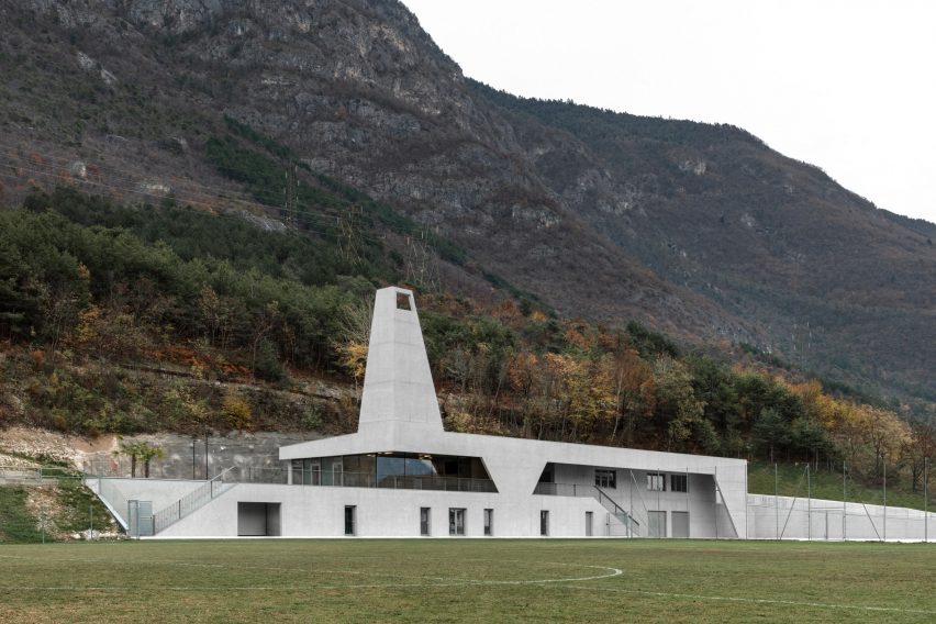 Exterior of Fieldhouse sports centre in South Tyrol by MoDus Architects