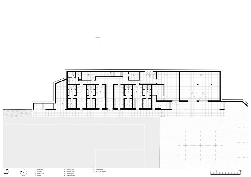 Ground floor plan of Fieldhouse sports centre in South Tyrol by MoDus Architects