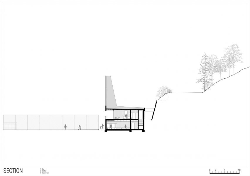 Section of Fieldhouse sports centre in South Tyrol by MoDus Architects